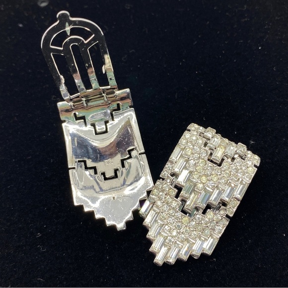 Shoe Clips Rhinestone Shiny Sparkly Chevron Motif - Picture 6 of 8